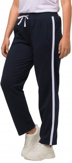 Ulla Popken Side Stripe Adjustable Drawstring Waist Joggers Navy - Blugi & Pantaloni pentru Femei Mărimi Mari – Plus Size - 