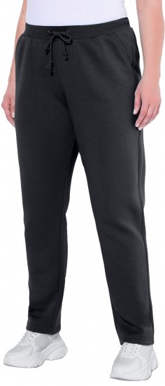 Ulla Popken Basic Drawstring Elastic Waist Cotton Blend Joggers Black - Blugi & Pantaloni pentru Femei Mărimi Mari – Plus Size - 