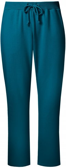 Ulla Popken Basic Drawstring Elastic Waist Cotton Blend Joggers Cerulean - Blugi & Pantaloni pentru Femei Mărimi Mari – Plus Size - 
