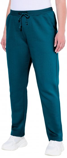 Ulla Popken Basic Drawstring Elastic Waist Cotton Blend Joggers Cerulean - Blugi & Pantaloni pentru Femei Mărimi Mari – Plus Size - 