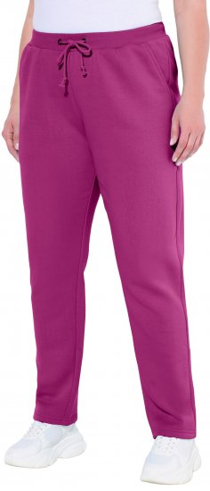 Ulla Popken Basic Drawstring Elastic Waist Cotton Blend Joggers Berry - Blugi & Pantaloni pentru Femei Mărimi Mari – Plus Size - 