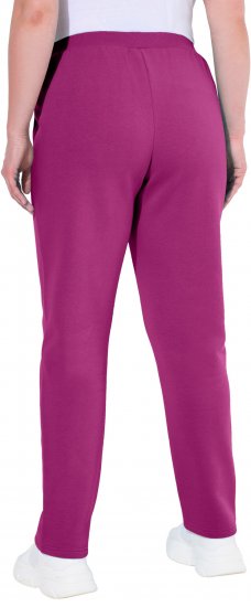 Ulla Popken Basic Drawstring Elastic Waist Cotton Blend Joggers Berry - Blugi & Pantaloni pentru Femei Mărimi Mari – Plus Size - 