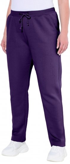 Ulla Popken Basic Drawstring Elastic Waist Cotton Blend Joggers Deep Violet - Blugi & Pantaloni pentru Femei Mărimi Mari – Plus Size - 