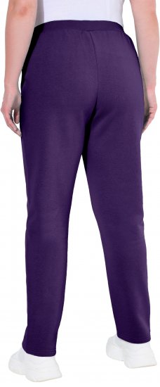 Ulla Popken Basic Drawstring Elastic Waist Cotton Blend Joggers Deep Violet - Blugi & Pantaloni pentru Femei Mărimi Mari – Plus Size - 
