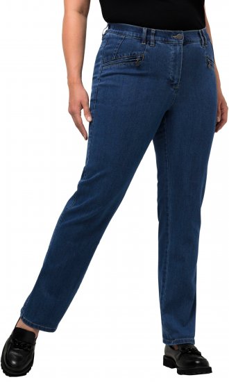 Ulla Popken Mony Elastic Waist Zip Pocket Jeans Blue Denim - Blugi & Pantaloni pentru Femei Mărimi Mari – Plus Size - 