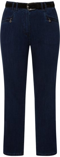 Ulla Popken Mony Elastic Waist Zip Pocket Jeans Dark Blue Denim - Blugi & Pantaloni pentru Femei Mărimi Mari – Plus Size - 