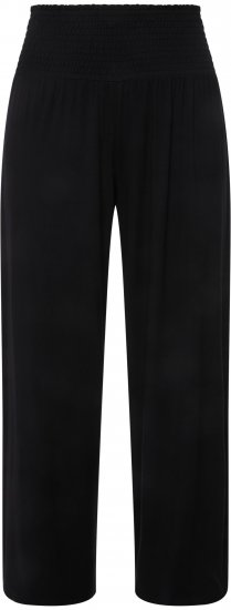 Ulla Popken Wide Leg Smocked Waist Knit Pants Black - Blugi & Pantaloni pentru Femei Mărimi Mari – Plus Size - 