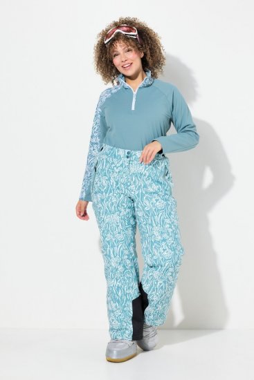 Ulla Popken Floral Print Ski Pants Ice Green - Haine de schi - 