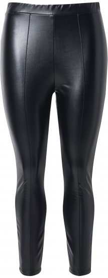 Ulla Popken Metallic Faux Leather Leggings Black - Blugi & Pantaloni pentru Femei Mărimi Mari – Plus Size - 