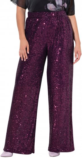 Ulla Popken Wide Leg Sequined Pants Mulberry - Blugi & Pantaloni pentru Femei Mărimi Mari – Plus Size - 