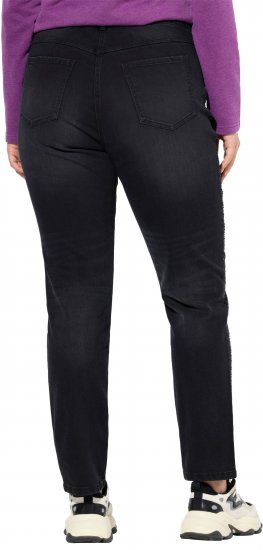 Ulla Popken Rhinestone Detail Stretch Fit Jeans Black - Blugi & Pantaloni pentru Femei Mărimi Mari – Plus Size - 