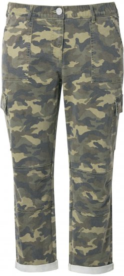 Ulla Popken Camo Boyfriend Pants Olive Grey - Blugi & Pantaloni pentru Femei Mărimi Mari – Plus Size - 