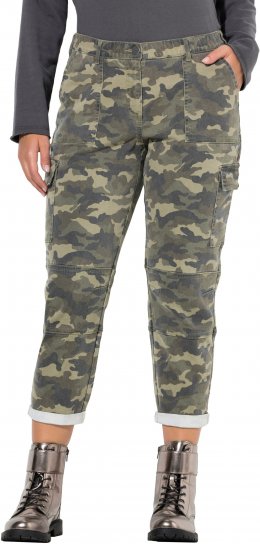 Ulla Popken Camo Boyfriend Pants Olive Grey - Blugi & Pantaloni pentru Femei Mărimi Mari – Plus Size - 