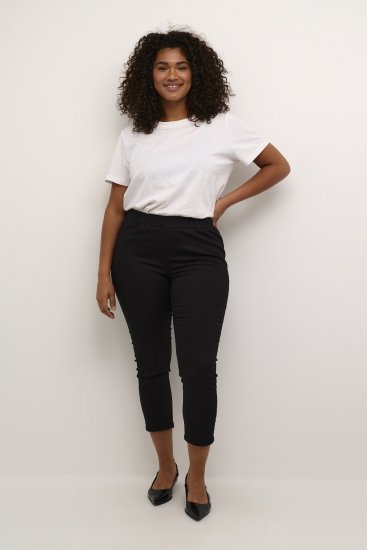 Kaffe Curve Ana Scurtați Twill Jeggings Negru intens - Blugi & Pantaloni pentru Femei Mărimi Mari – Plus Size - 