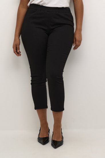 Kaffe Curve Ana Scurtați Twill Jeggings Negru intens - Blugi & Pantaloni pentru Femei Mărimi Mari – Plus Size - 
