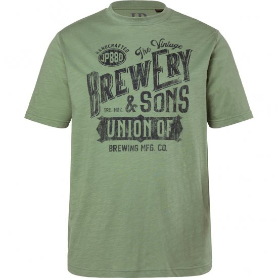 JP1880 T-Shirt Short Sleeve Chest Print Eucalyptus Green - Tricouri - Tricouri Bărbați Mărimi Mari