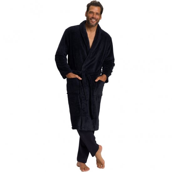 JP1880 Bathrobe with Spacious Patch Pockets Dark Navy - Lenjerie intimă & costum baie - Lenjerie Intimă Bărbați Mărimi Mari