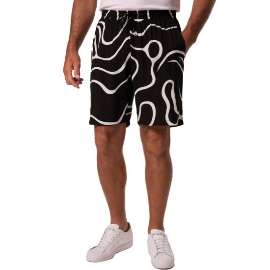 JP1880 Bermuda Shorts Soft Viscose All-over Print Black - Pantaloni scurți - Pantaloni Scurți Mărimi mari Bărbați 