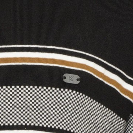 Kam Jeans 93 Stripe 1/4 Zipper Knitted Sweater Black - Pulovere & hanorace - Pulovere & Hanorace Bărbați Mărimi Mari