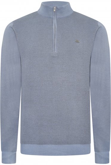 Kam Jeans 94 Knitted with 1/4 Zipper Sweater Powder Blue - Pulovere & hanorace - Pulovere & Hanorace Bărbați Mărimi Mari