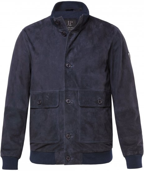JP1880 Soft Goatskin Suede Leather Jacket Navy - Geci de piele - Jachete din piele mărimi mari