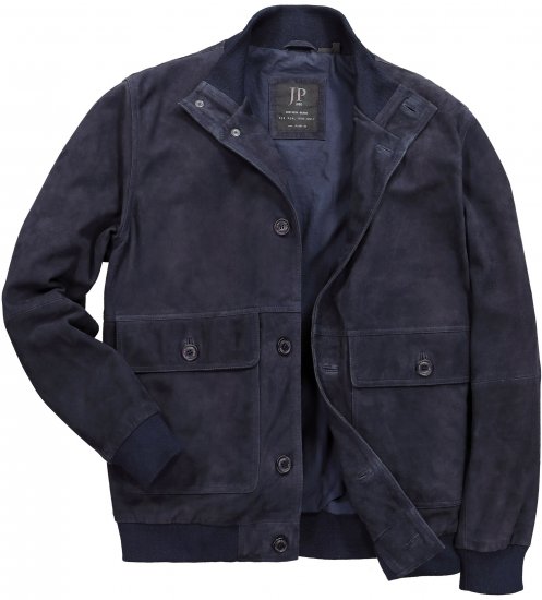 JP1880 Soft Goatskin Suede Leather Jacket Navy - Geci de piele - Jachete din piele mărimi mari
