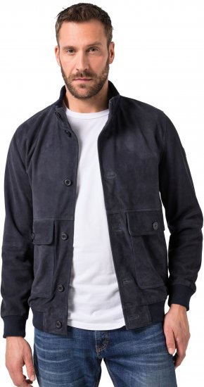 JP1880 Soft Goatskin Suede Leather Jacket Navy - Geci de piele - Jachete din piele mărimi mari