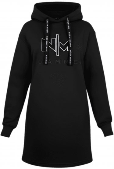 Nora Mikken KADRI WHITE Long Hoodie Black - Pulovere & hanorace - 