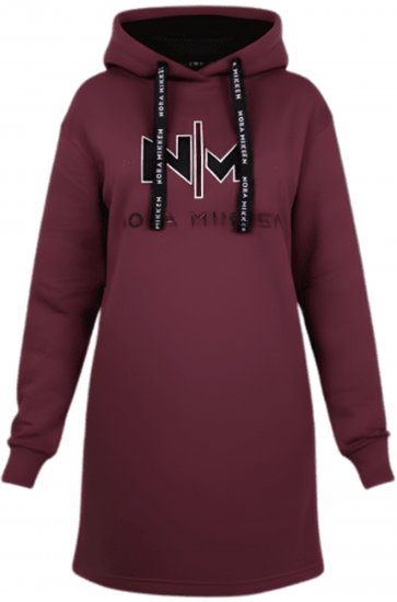 Nora Mikken KADRI WHITE Long Hoodie Burgundy - Pulovere & hanorace - 
