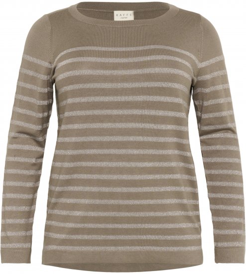 Kaffe Curve Linia Boatneck Pullover Morel Melange with Silver Lurex - Pulovere tricotate - 