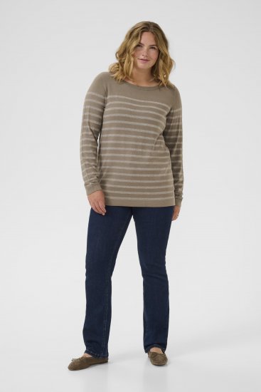 Kaffe Curve Linia Boatneck Pullover Morel Melange with Silver Lurex - Pulovere tricotate - 