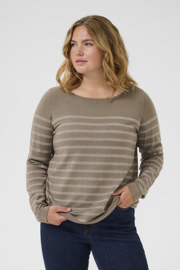 Kaffe Curve Linia Boatneck Pullover Morel Melange with Silver Lurex - Pulovere tricotate - 