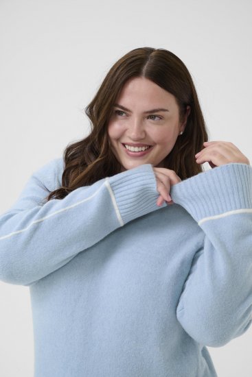 Kaffe Curve Jina Knit Pullover Powder Blue Melange - Pulovere tricotate - 