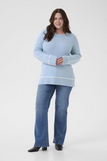 Kaffe Curve Jina Knit Pullover Powder Blue Melange - Pulovere tricotate - 