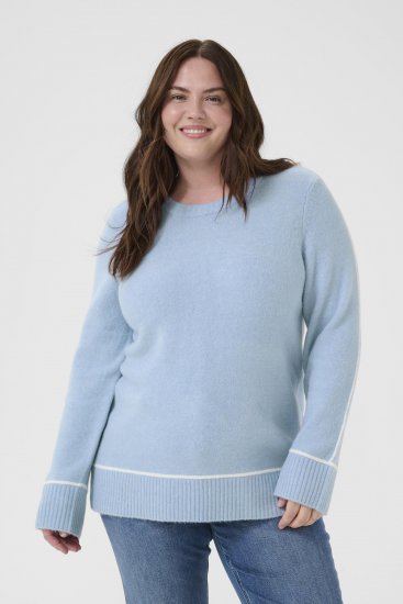 Kaffe Curve Jina Knit Pullover Powder Blue Melange - Pulovere tricotate - 