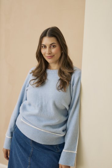 Kaffe Curve Jina Knit Pullover Powder Blue Melange - Pulovere tricotate - 