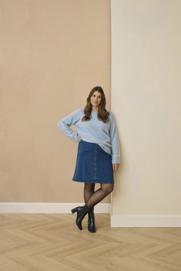 Kaffe Curve Jina Knit Pullover Powder Blue Melange - Pulovere tricotate - 