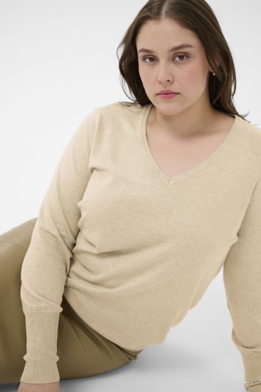 Kaffe Curve Lizzy Long Sleeve Pullover Feather Grey Melange - Pulovere tricotate - 