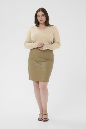 Kaffe Curve Lizzy Long Sleeve Pullover Feather Grey Melange - Pulovere tricotate - 