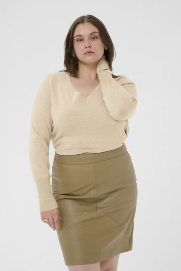 Kaffe Curve Lizzy Long Sleeve Pullover Feather Grey Melange - Pulovere tricotate - 