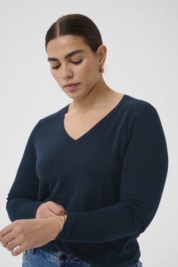 Kaffe Curve Lizzy Long Sleeve Pullover Midnight Marine - Pulovere tricotate - 