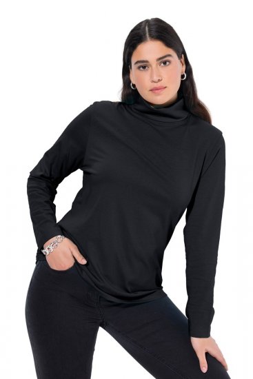 Ulla Popken Basic Long Sleeve Slim Fit Turtleneck Black - Pulovere & hanorace - Bluze, Hanorace & Tricotaje Comode