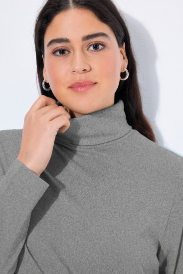 Ulla Popken Basic Long Sleeve Slim Fit Turtleneck Light Grey Melange - Pulovere & hanorace - Bluze, Hanorace & Tricotaje Comode