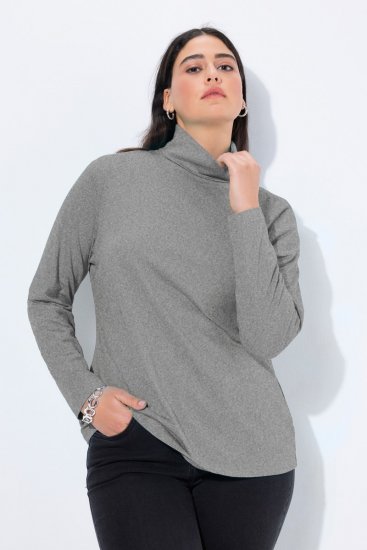 Ulla Popken Basic Long Sleeve Slim Fit Turtleneck Light Grey Melange - Pulovere & hanorace - Bluze, Hanorace & Tricotaje Comode