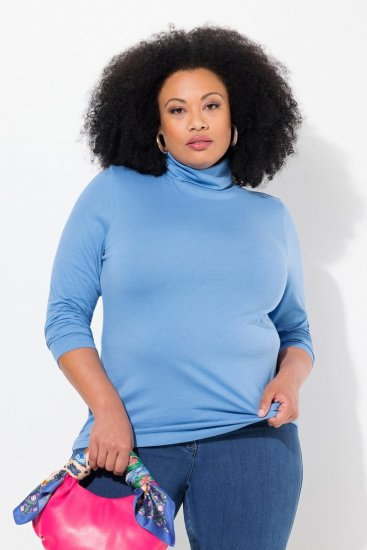 Ulla Popken Basic Long Sleeve Slim Fit Turtleneck Light Cornflower - Pulovere & hanorace - Bluze, Hanorace & Tricotaje Comode