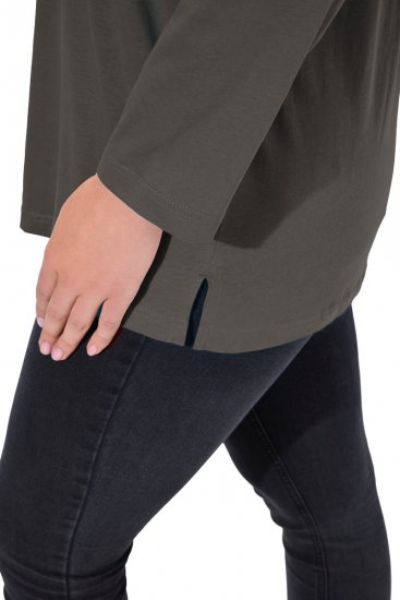 Ulla Popken Back To Basics V-Neck Relaxed Fit Cotton Tee Graphite Grey - Tricouri - Tricouri pentru femei