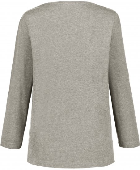 Ulla Popken Back To Basics V-Neck Relaxed Fit Cotton Tee Light Grey Melange - Tricouri - 