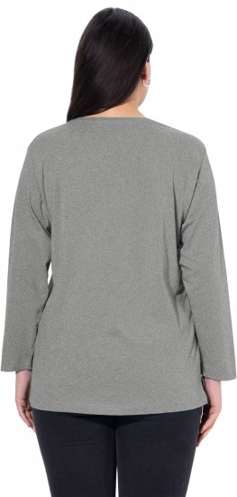 Ulla Popken Back To Basics V-Neck Relaxed Fit Cotton Tee Light Grey Melange - Tricouri - 