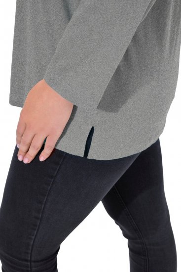 Ulla Popken Back To Basics V-Neck Relaxed Fit Cotton Tee Light Grey Melange - Tricouri - Tricouri pentru femei