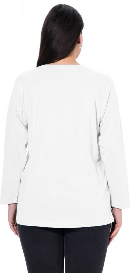 Ulla Popken Back To Basics V-Neck Relaxed Fit Cotton Tee Snow White - Tricouri - 